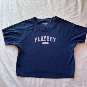 PLAYBOY Dark Blue Kids Tee with Pink Logo